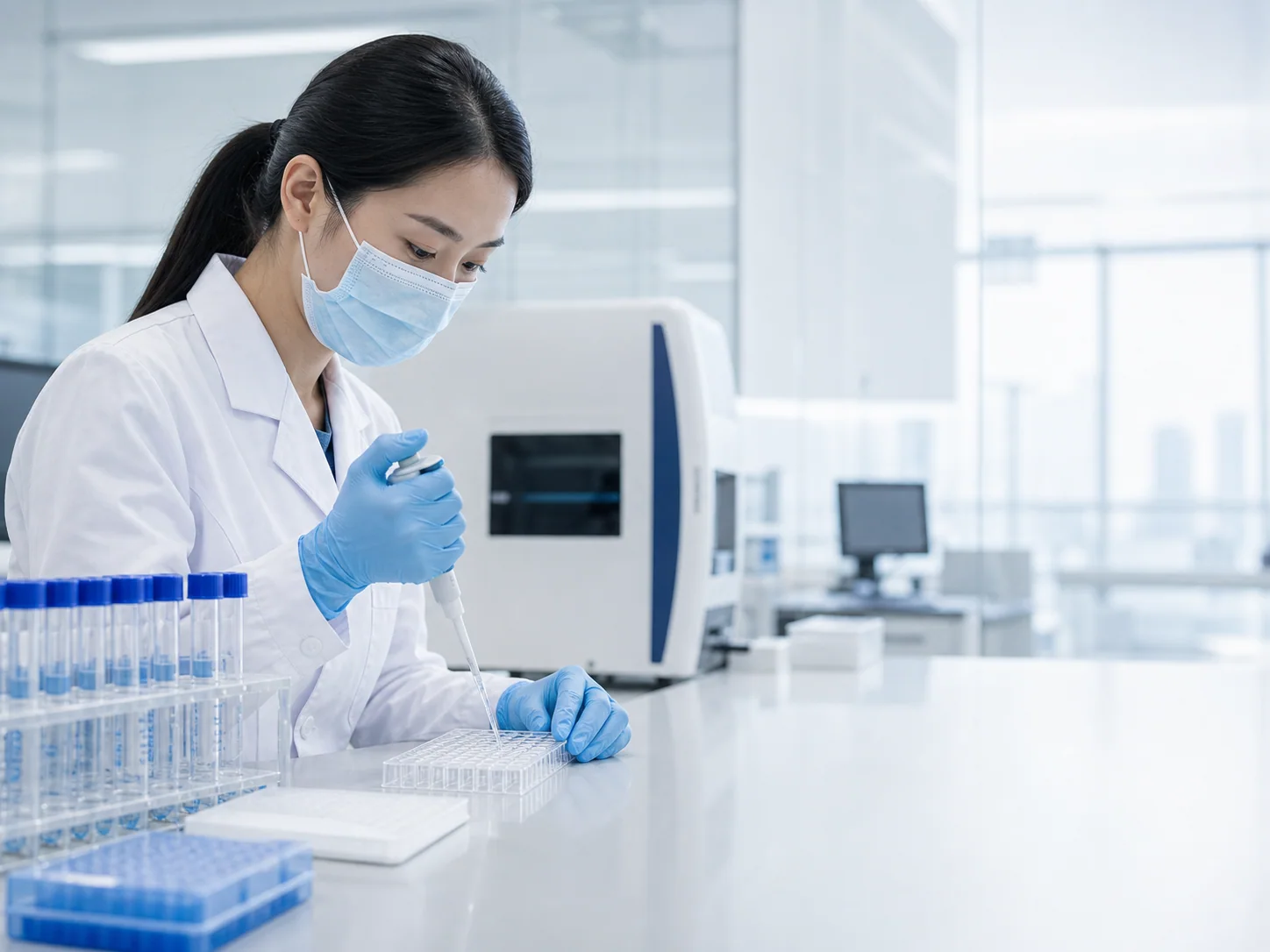 实验人员进行临床分子检测